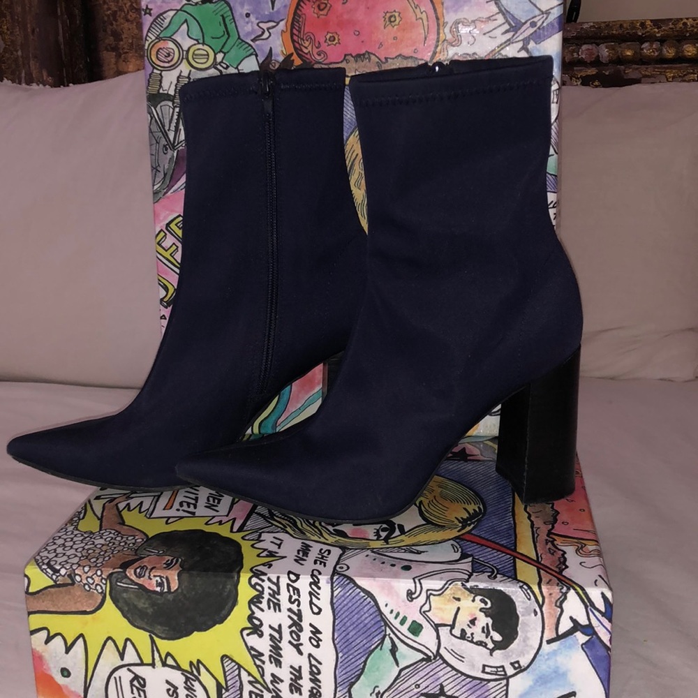 Jeffrey Campbell siren navy blue booties